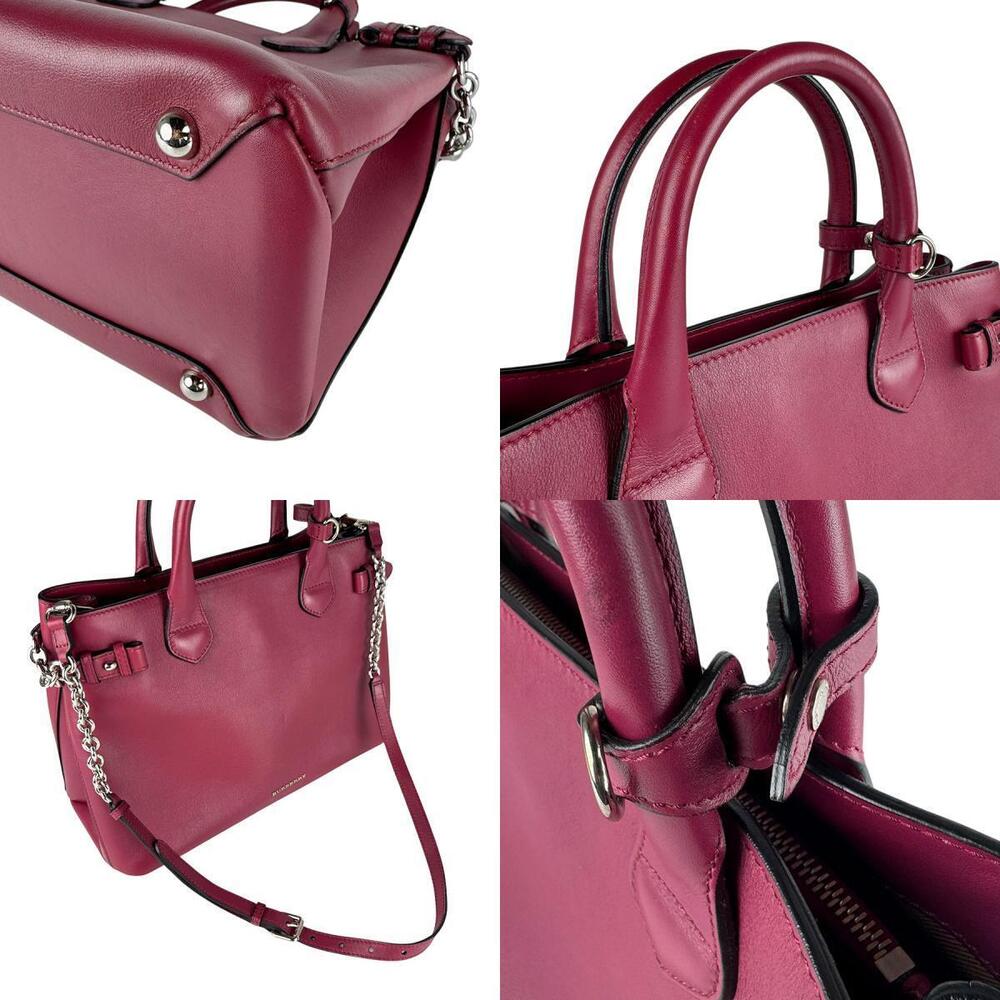 Burberry Handbag Shoulder Bag Leather Wine Red - Picture 4 of 4